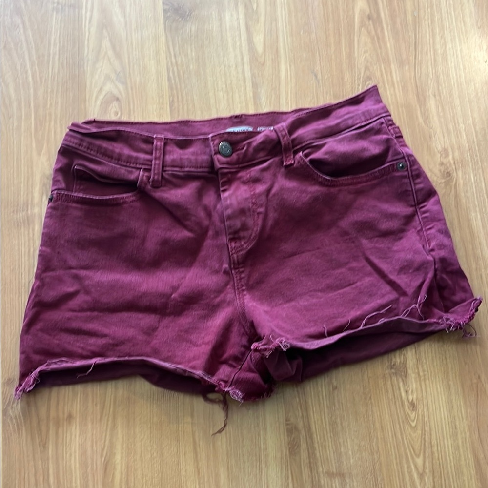 Old Navy Red Jean Shorts Distressed Denim